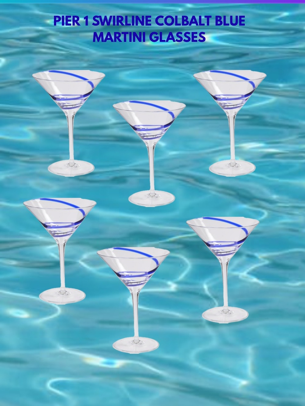 William Yeoward Crystal Blown Glass Bella Blue Martini Glasses Sold By Pier 1.